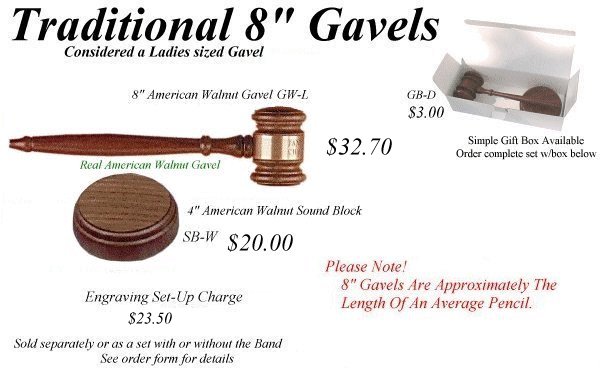 Traditional 8 inch Gavel