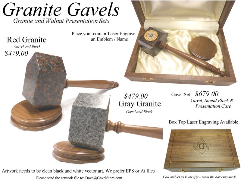 Custom Granite Gavel Sets