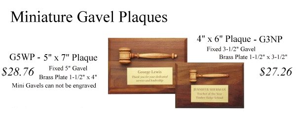Gavel Plaques - Miniature