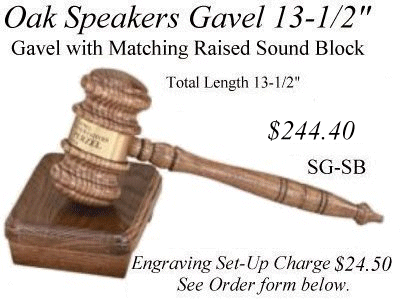 Oak Speakers Gavel