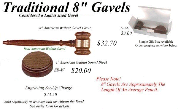 Traditional 8 inch Gavel